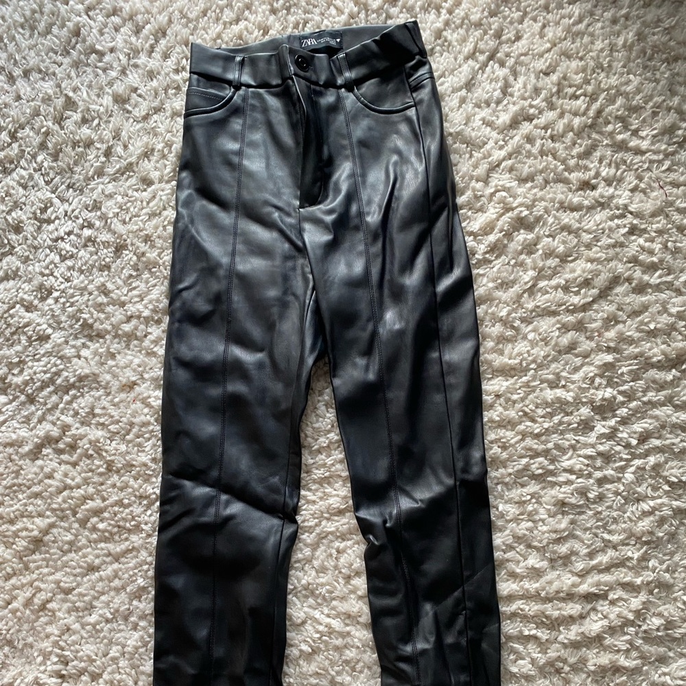 Zara Black Faux Leather Pants